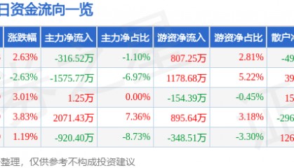 股票行情快报:新华百货(600785)8月25日主力资金净卖出316.52万元