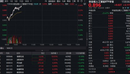ETF盘中资讯|AI应用全线飙涨!首都在线冲击20CM涨停,创业板人工智能ETF华宝(159363)大涨3.11%领跑同类