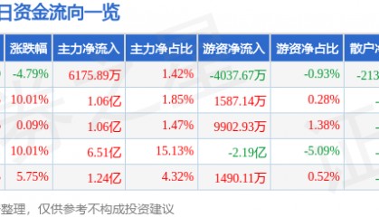 股票行情快报：顺络电子（002138）6月10日主力资金净买入6175.89万元