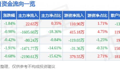 股票行情快报:七匹狼(002029)9月3日主力资金净买入22.63万元