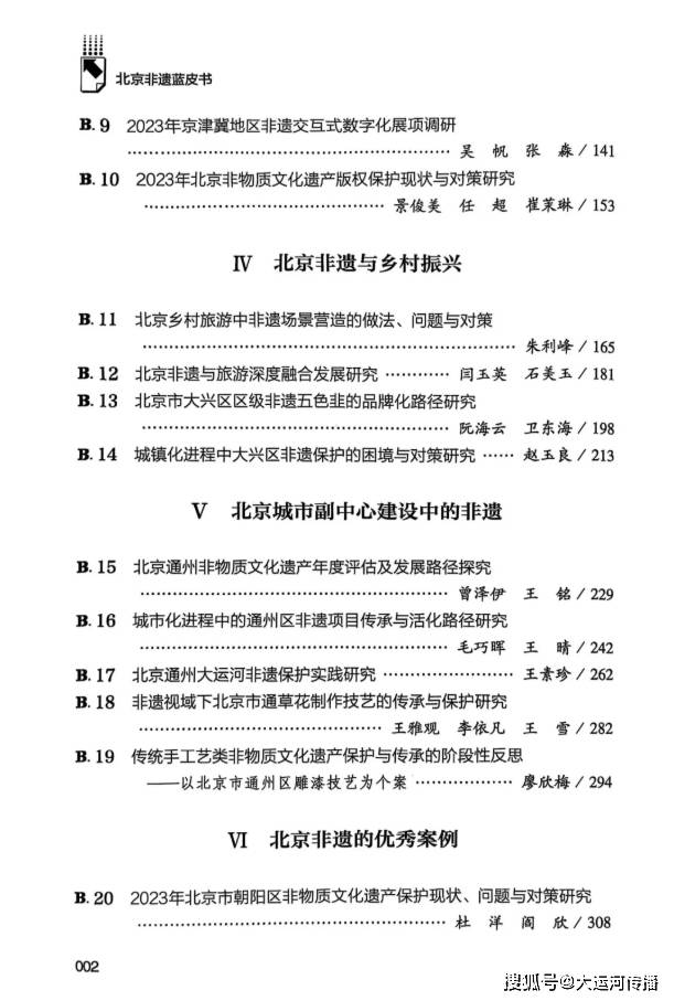 运河资讯｜《北京非遗蓝皮书（2024）》出版 运河非遗助力北京城市副中心高质量发展