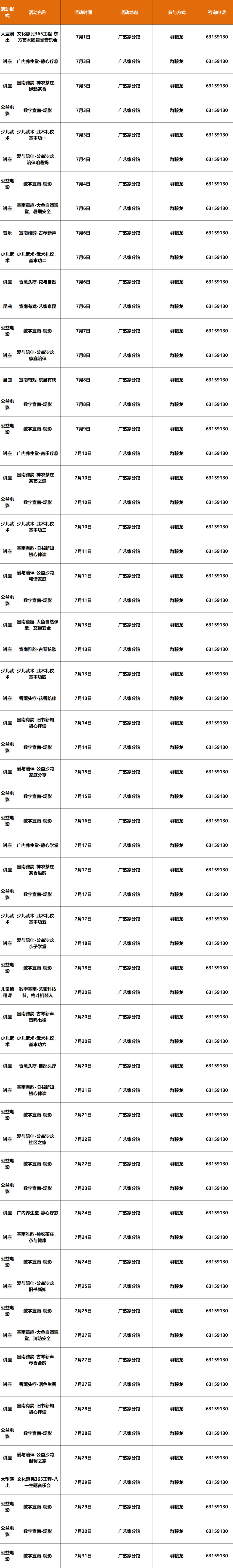 西城7月演出资讯、免费活动早知道→