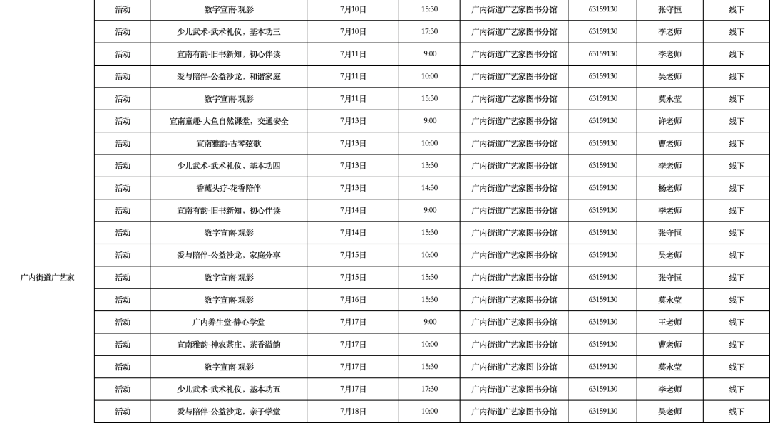 西城7月演出资讯、免费活动早知道→