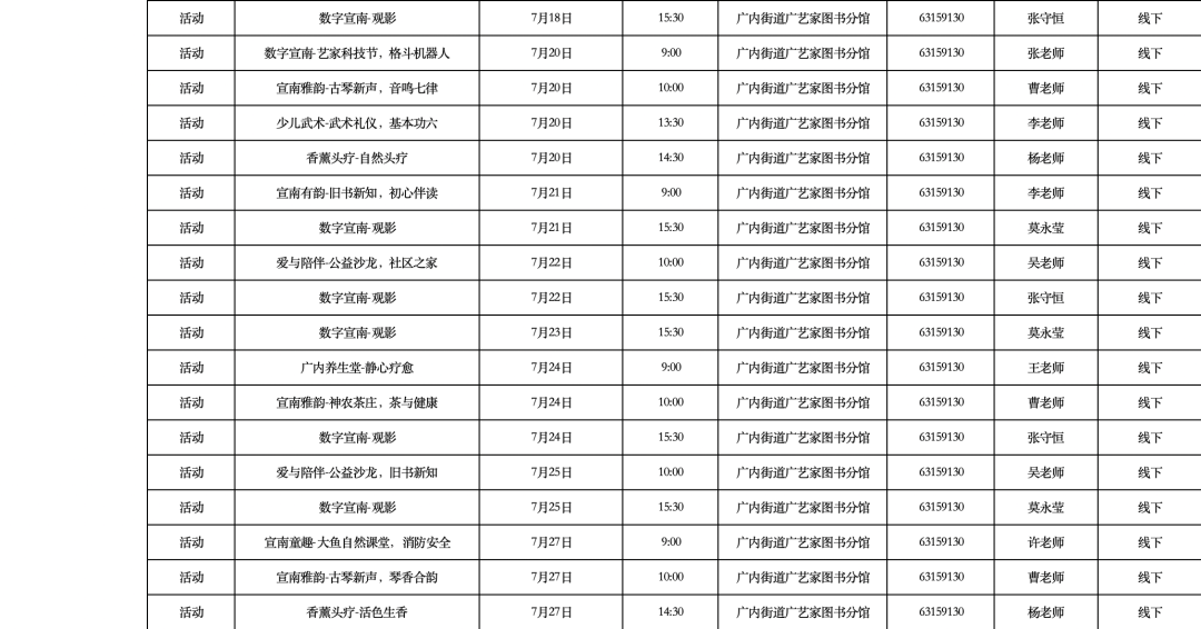 西城7月演出资讯、免费活动早知道→